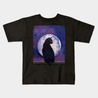 Black Cat Moonlight Kids T-Shirt